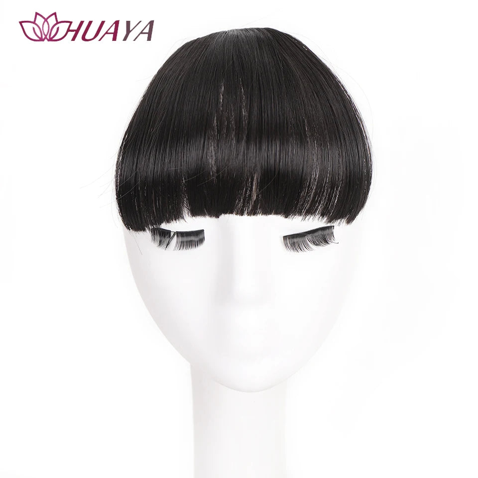 HUAYA-flequillo de aire sintético para mujer, pelo falso corto Natural, Invisible, sin costuras, extensiones de cabello frontal
