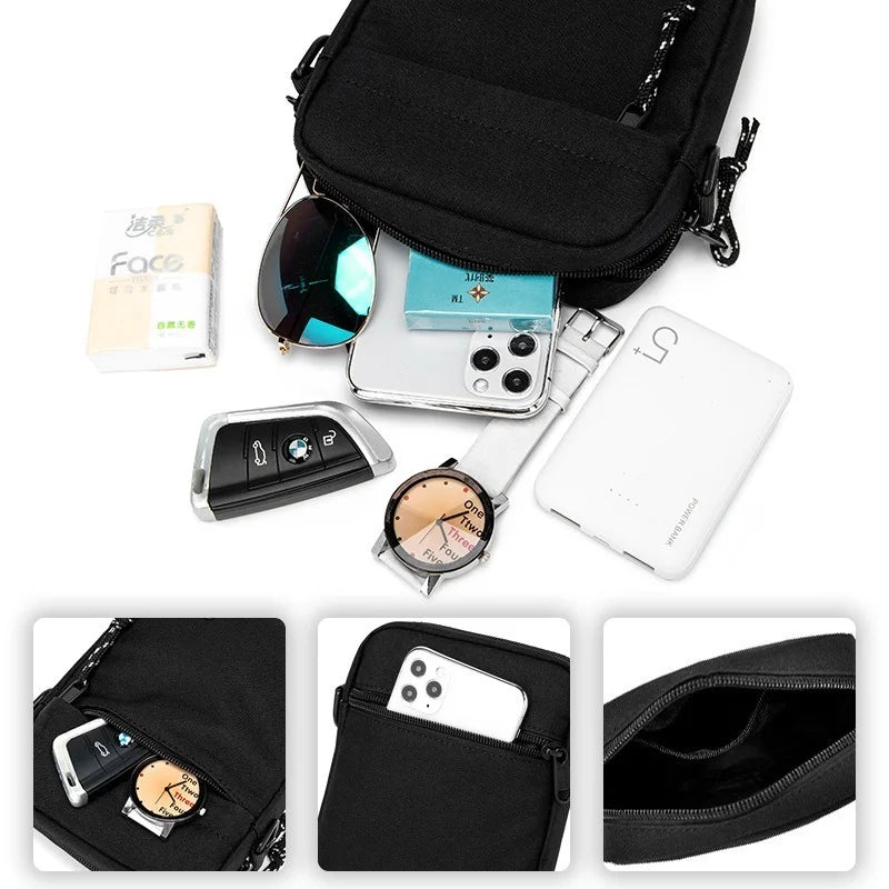 Bolso cruzado pequeño Oxford para hombre, bolso de hombro informal, billetera para teléfono móvil, ligero, Simple, compacto, adecuado para llevar diario