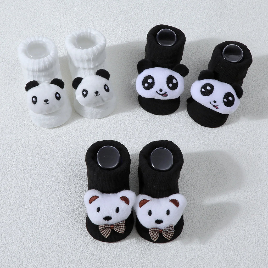 Calcetines bonitos de dibujos animados de oso, León, Panda, calcetines de bebé para niños y niñas, calcetines de tubo sólidos de algodón suave para recién nacidos, calcetines para niños