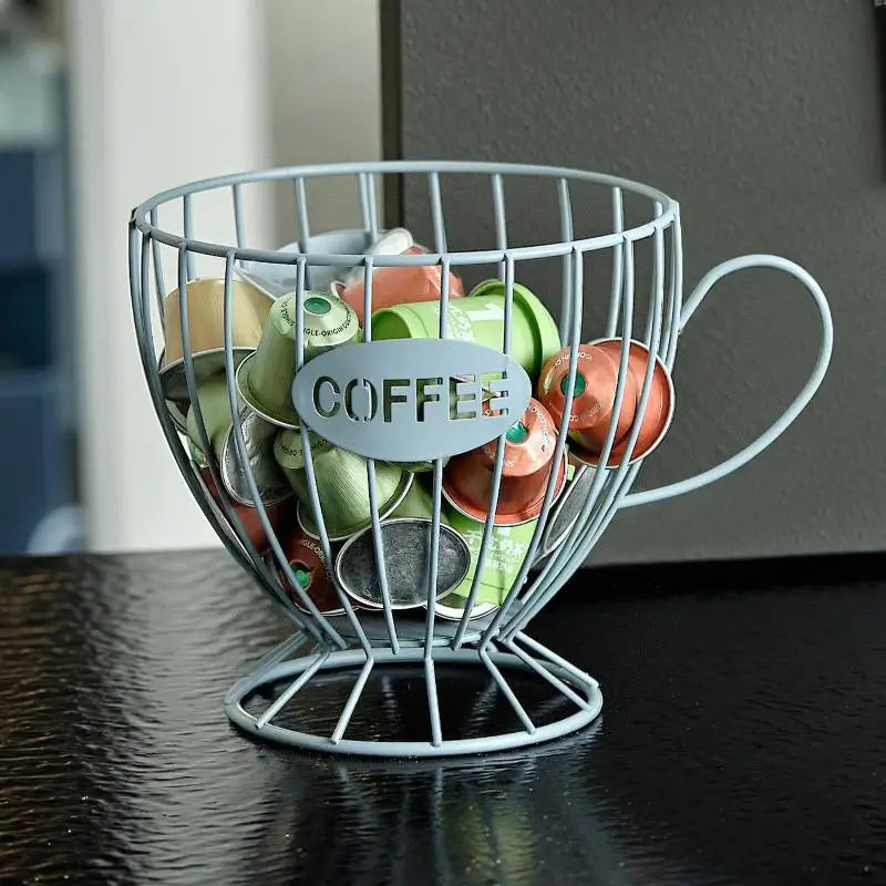 ♥ Soporte para Cápsulas de Café de Metal en Forma de Copa (Dorado/Negro) - Estante de Almacenamiento de Alambre para Cápsulas Nespresso, Organizador de Encimera de Cocina