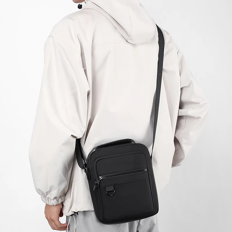 Bolso Bandolera de Lona de Alta Calidad para Hombre, Deportivo, Multibolsillos, con Compartimento para Teléfono, Casual de Negocios, Pequeño, con Cierre