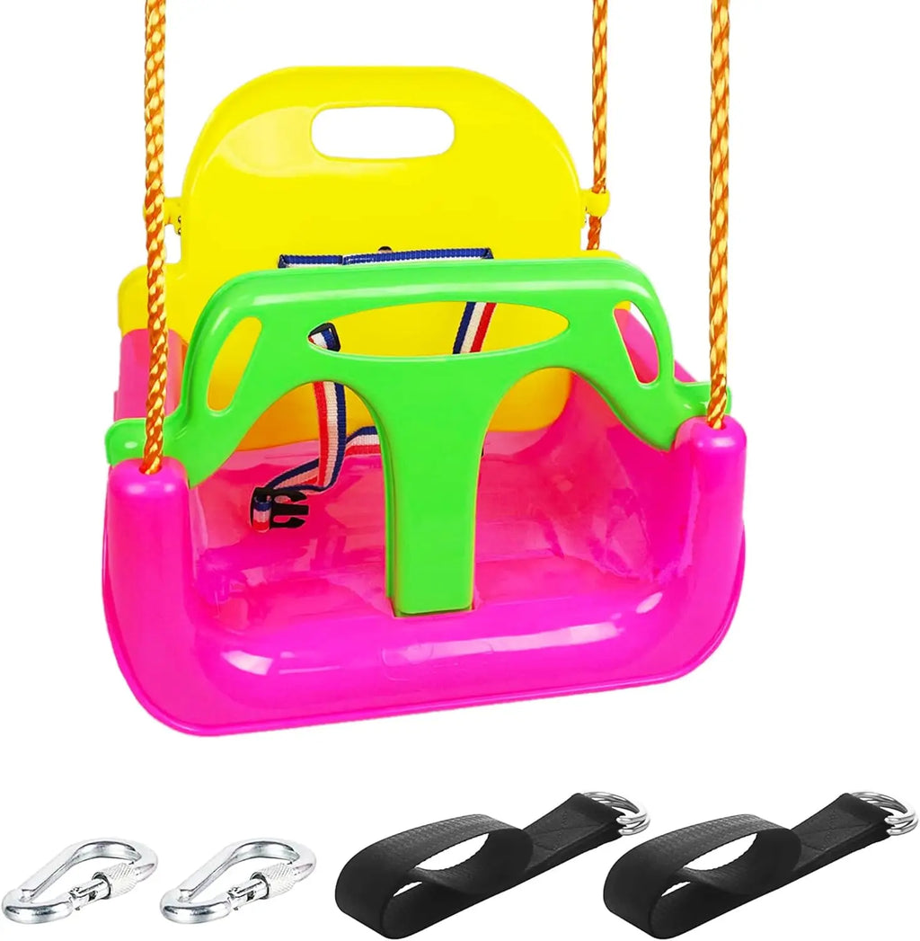 Asiento de columpio para bebé 3 en 1, columpio para niños pequeños, antideslizante y desmontable seguro para bebés y adolescentes, asiento de columpio para patio de juegos exterior