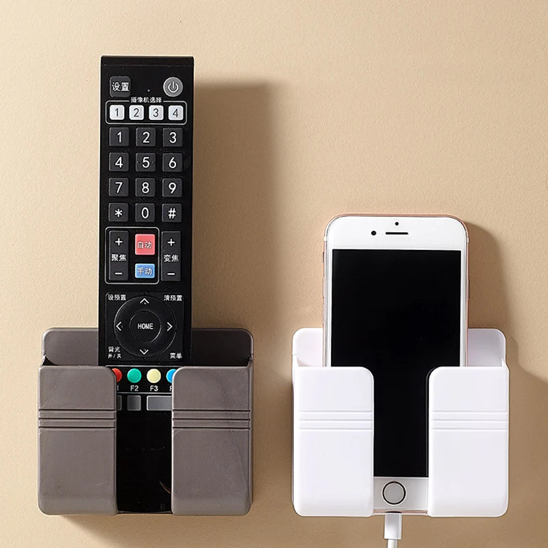 Caja de almacenamiento montada en la pared, organizador multifunción sin perforaciones, Control remoto de TV, soporte de carga para enchufe de teléfono móvil, 1-4 Uds.