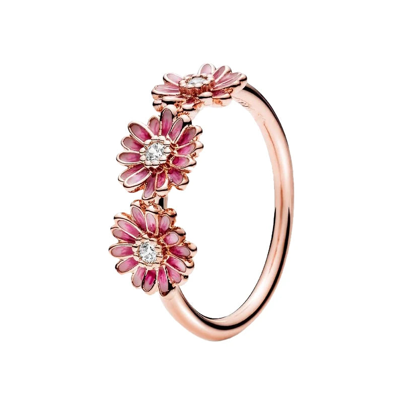 Anillo de Plata 925 con Corona y Corazón de Circonio Dorado para Mujer, Joyería Europea de Moda para Bodas y Fiestas, Regalo DIY