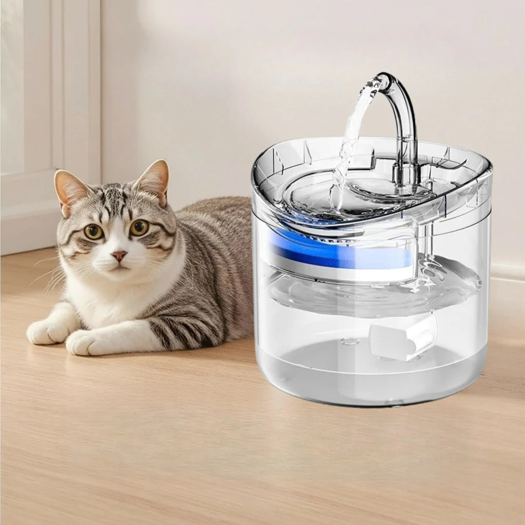 Fuente de agua para gatos, diseño ultrasilencioso, tanque de agua transparente, alimentado por USB, adecuado para gatos y perros pequeños