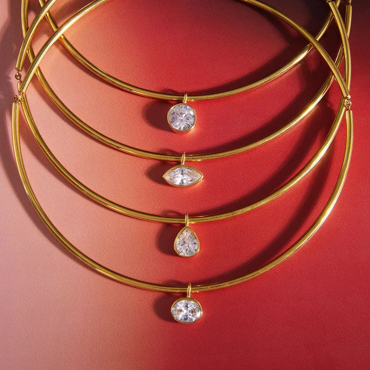 Collar con colgante geométrico de circonita para mujer, chapado en oro de 18 quilates, collar de acero inoxidable, joyería de moda, regalo.