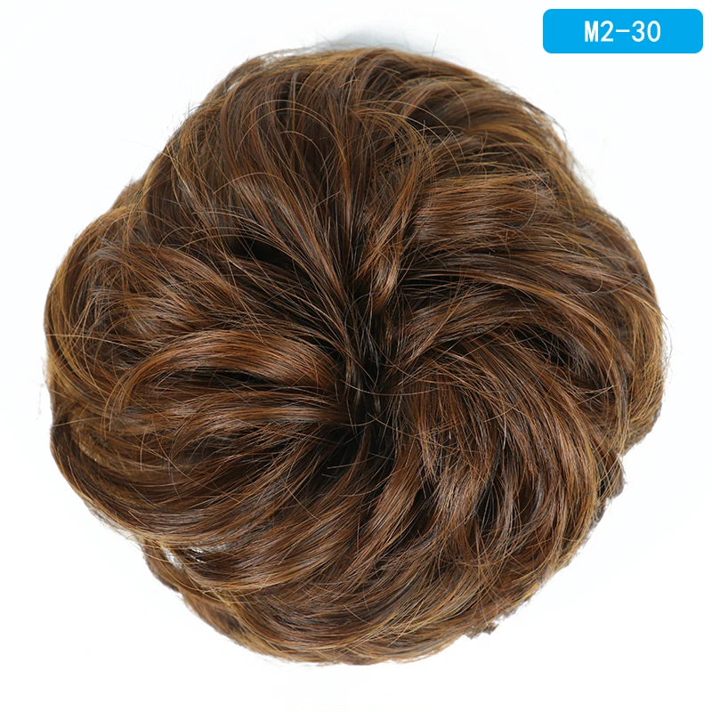 AZQUEEN-extensión de cabello de moño desordenado, banda elástica sintética, moño ondulado rizado, Scrunchies Donut Updo, postizo para mujer