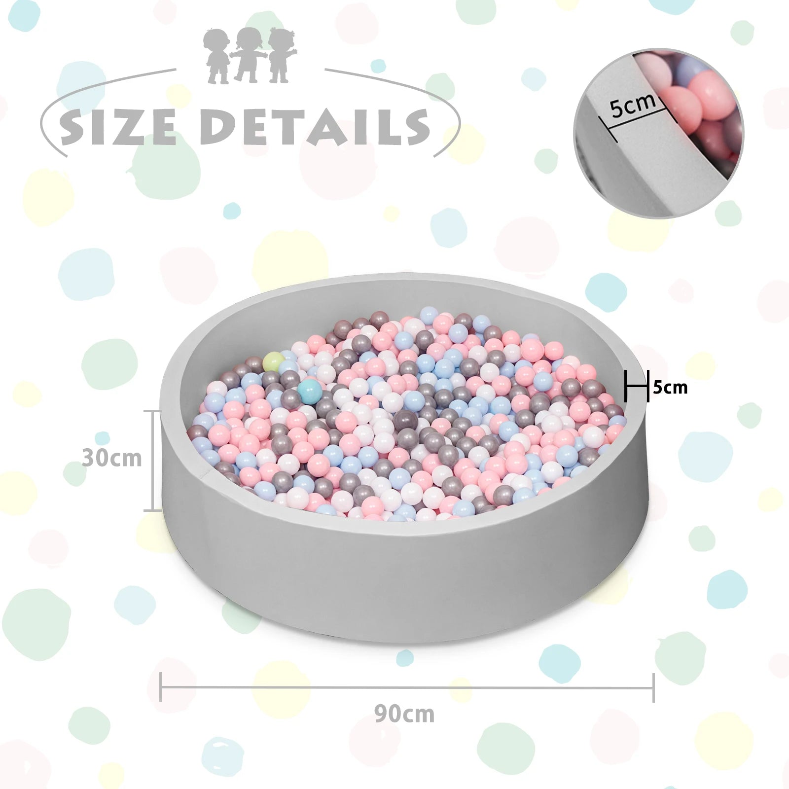 Piscina de Pelotas para Bebés, Piscina Redonda de Pelotas de Espuma Suave para Niños Pequeños, Piscina de Pelotas Pequeña para Interiores y Exteriores, Pelotas No Incluidas