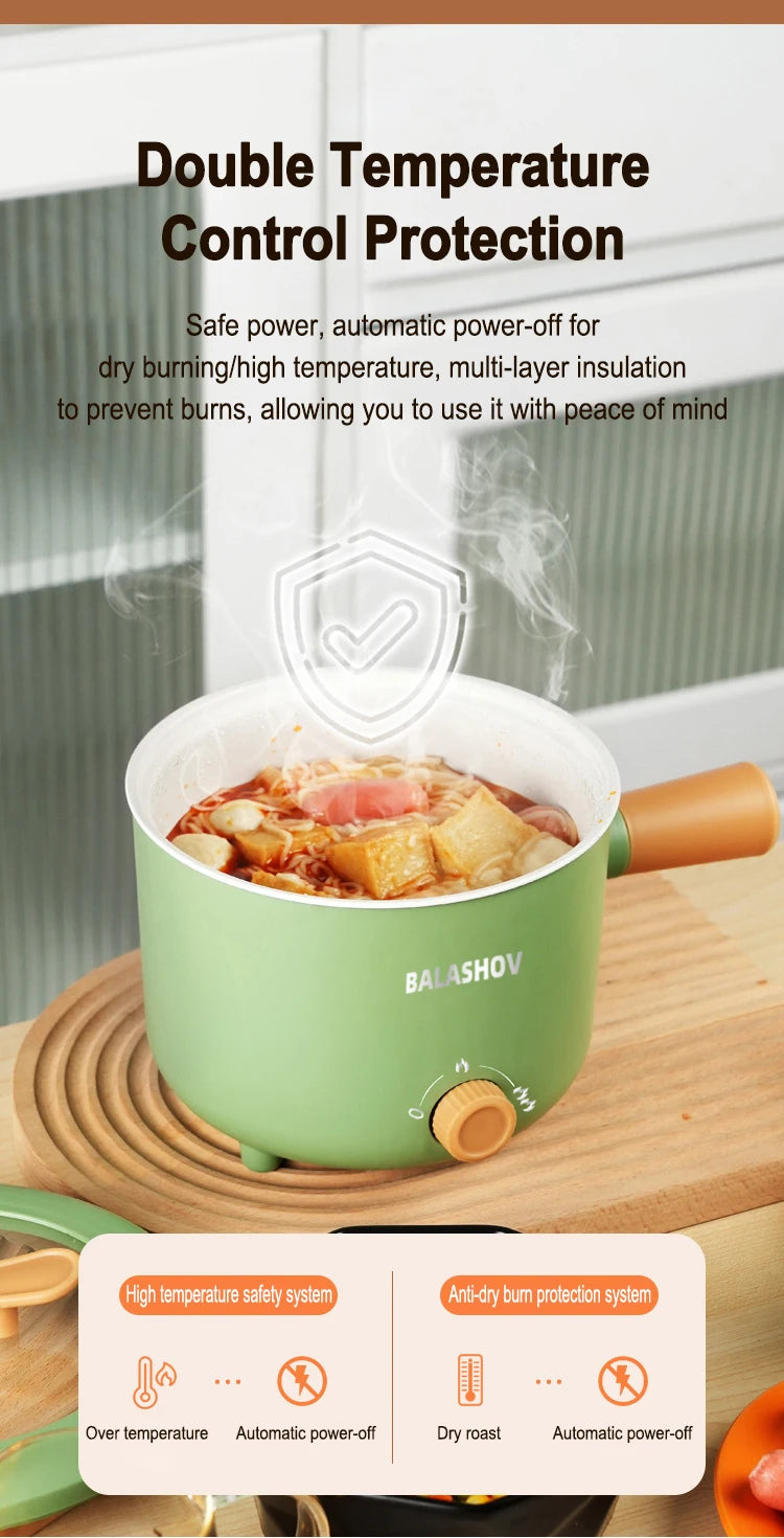 Olla eléctrica, aparato de cocina de doble capa para el hogar, olla caliente, calentador de sopa, cocina multifunción, Mini sartén antiadherente