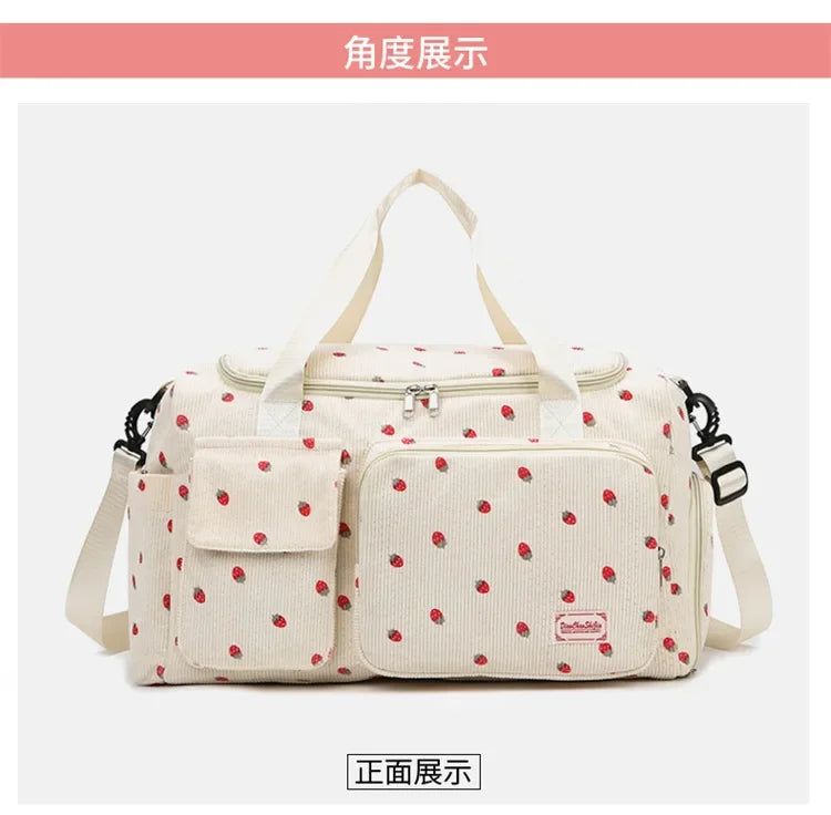 Bolsa de viaje de pana, bolsa de viaje de gran capacidad con compartimento para zapatos, bolsas deportivas para Fitness para mujer, bolsas de lona
