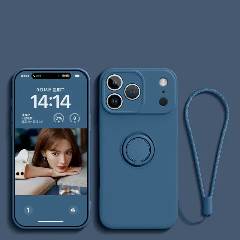 Funda Magnética con Anillo de Silicona Líquida para iPhone 17 Air 16E 15 14 13 12 11 Pro Max Plus, Antigolpes, Protectora y Suave