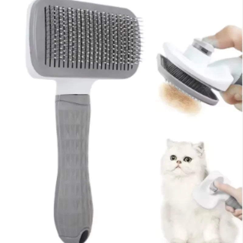 Nuevo peine de masaje para mascotas, cepillo para peinar el pelo, eliminación fácil con un clic del pelo inferior de gatos y perros para el aseo.