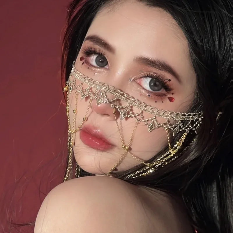 Velo con borlas para cubrir la cara de estilo antiguo, tocado Hanfu, accesorios para cubrir la cara, accesorios para sesión de fotos en estudio