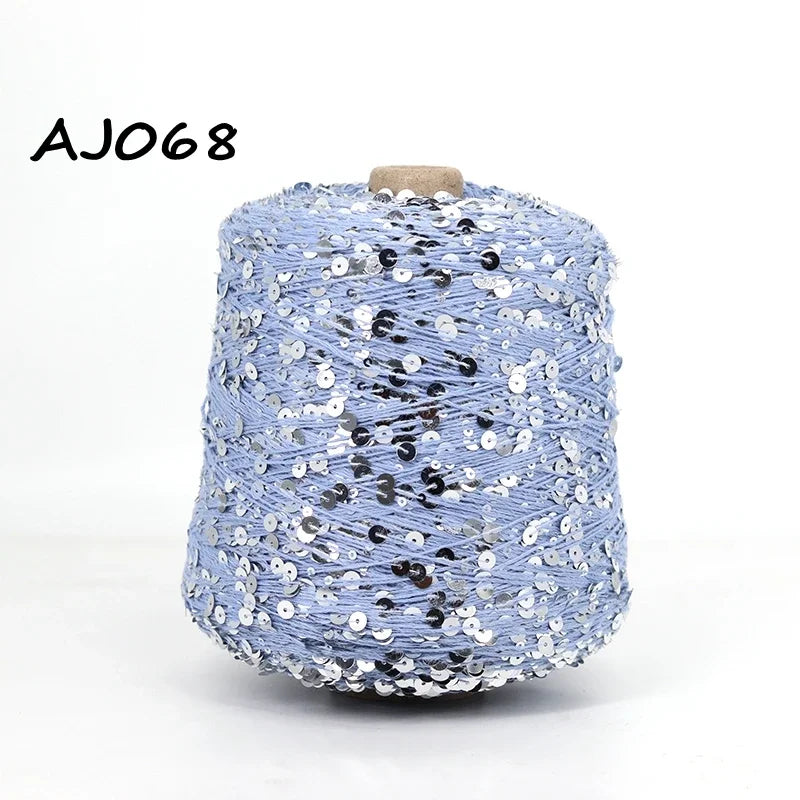 Cooamuu-Hilo de lentejuelas de algodón de lujo, hilo para tejer a mano, 500G/bobina, 3MM + 6MM, accesorios de lentejuelas
