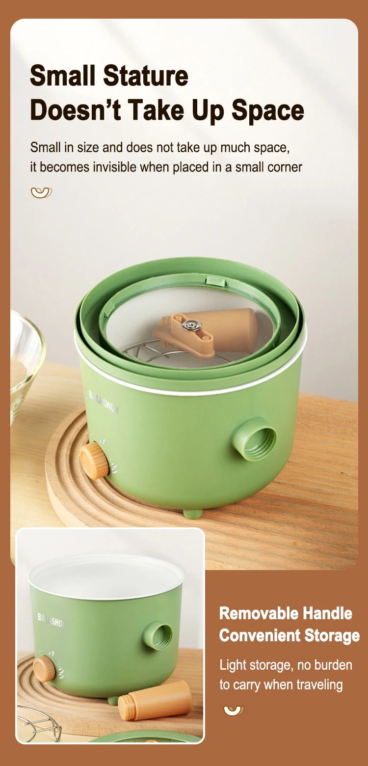 Olla eléctrica, aparato de cocina de doble capa para el hogar, olla caliente, calentador de sopa, cocina multifunción, Mini sartén antiadherente