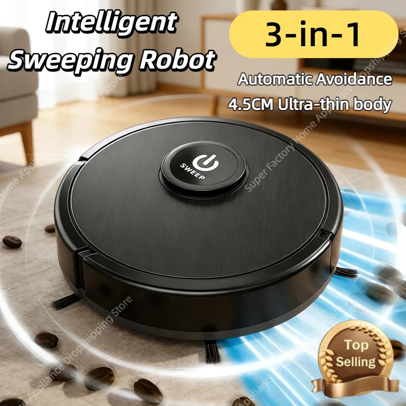 Robot Aspirador Inteligente 3 en 1, 6000Pa de Succión Potente, Función de Barrido y Fregado, Carga USB, Navegación Láser, para Pelo de Mascotas y Pisos Duros, Novedad 2026