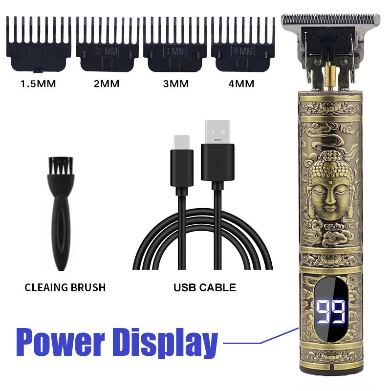 Máquina para cortar cabello T9, cortadora de pelo Vintage, afeitadora de carga rápida USB, cortadora de pelo inalámbrica para peluquero, Barbe para hombres