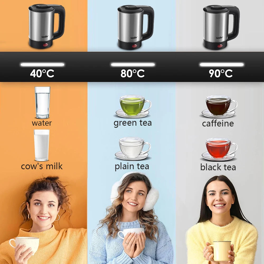 Hervidor eléctrico portátil de viaje, mini tetera/café, compacto y duradero. Perfecto para viajar