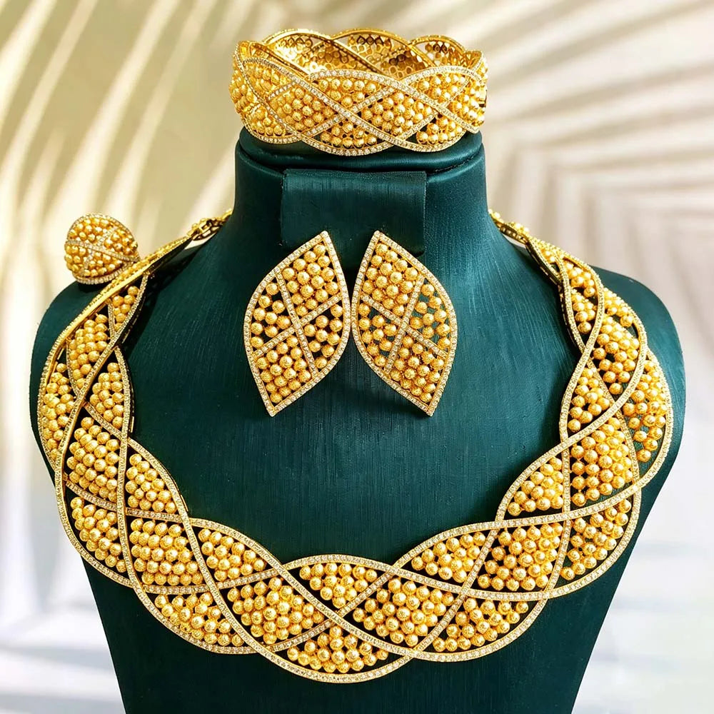 Conjunto de joyería africana de 4 piezas para mujer, para fiesta de boda, circonia cúbica, moderno, romántico, Missvikki, lujo, Dubái, nupcial