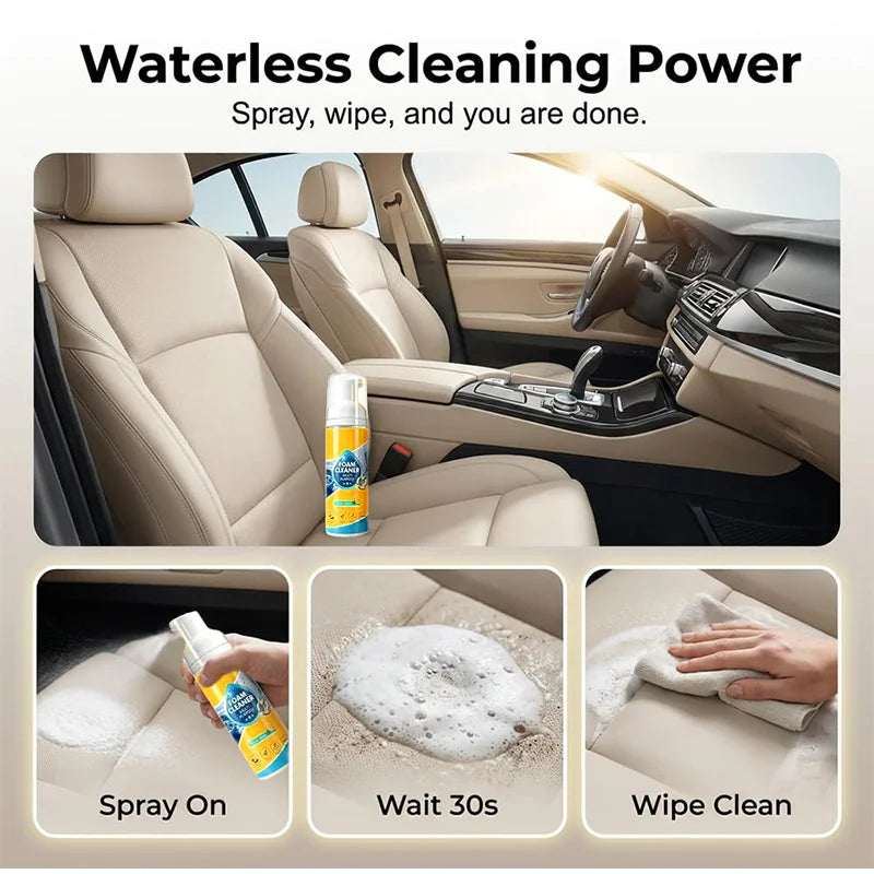 Limpiador de Espuma Multienzimático 4 en 1 para Interiores de Auto, Cuero, Plástico, Tela, Agente de Limpieza sin Espuma para Cocina, Baño y Sofá