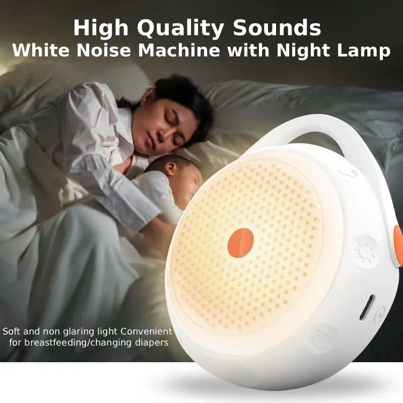 Máquina portátil de ruido blanco con Bluetooth, 12 sonidos relajantes relajantes y temporizador de silicona para dormir, luz nocturna para bebés y adultos