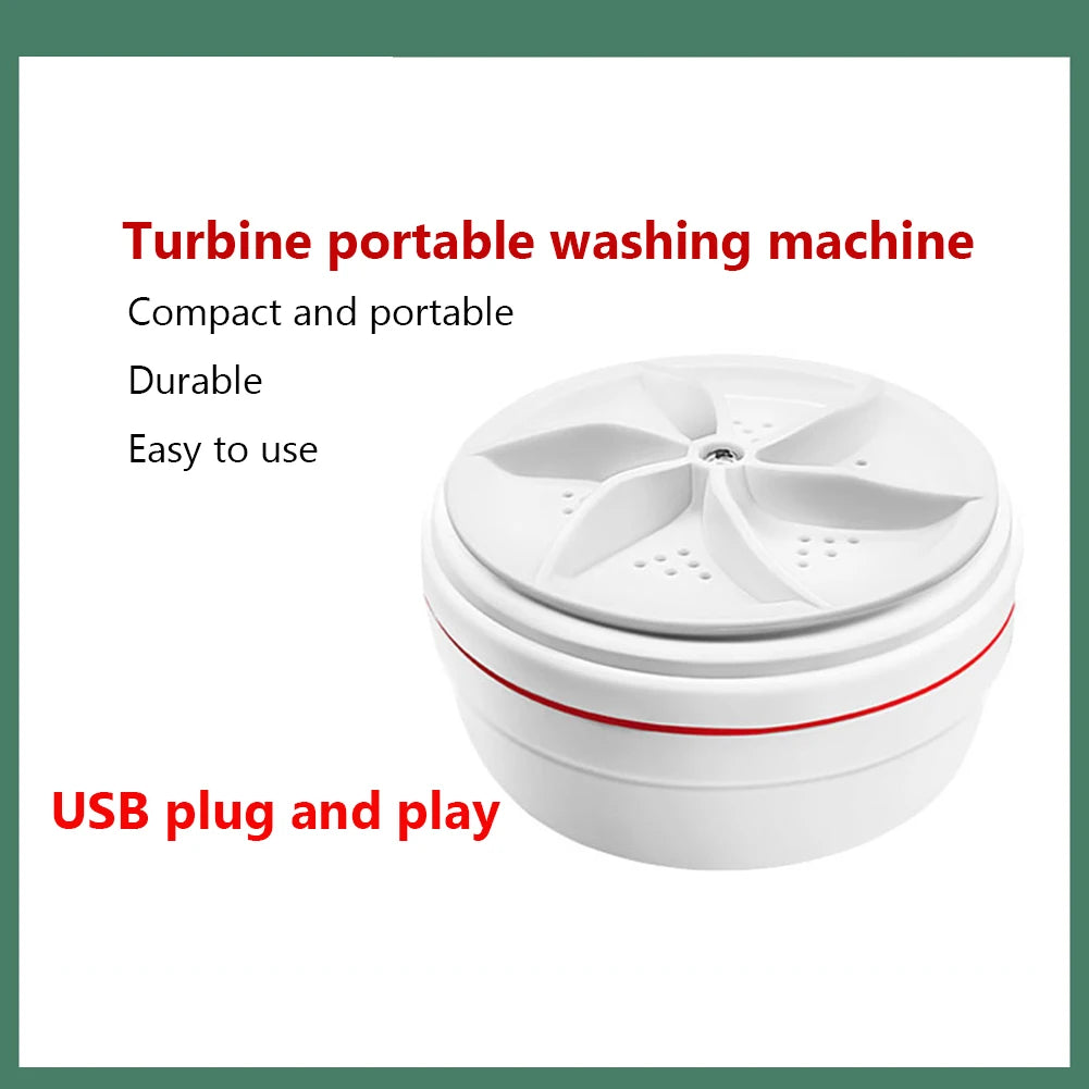 Mini lavadora portátil con alimentación por USB, máquina de lavado Turbo ultrasónica giratoria, Mini lavadora Turbo ultrasónica para viajes en casa