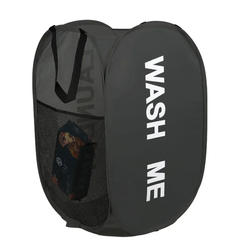 Cesto de lavandería emergente de malla portátil, cesta de lavandería plegable y transpirable de apertura amplia que ahorra espacio, artículos de baño de viaje para dormitorio