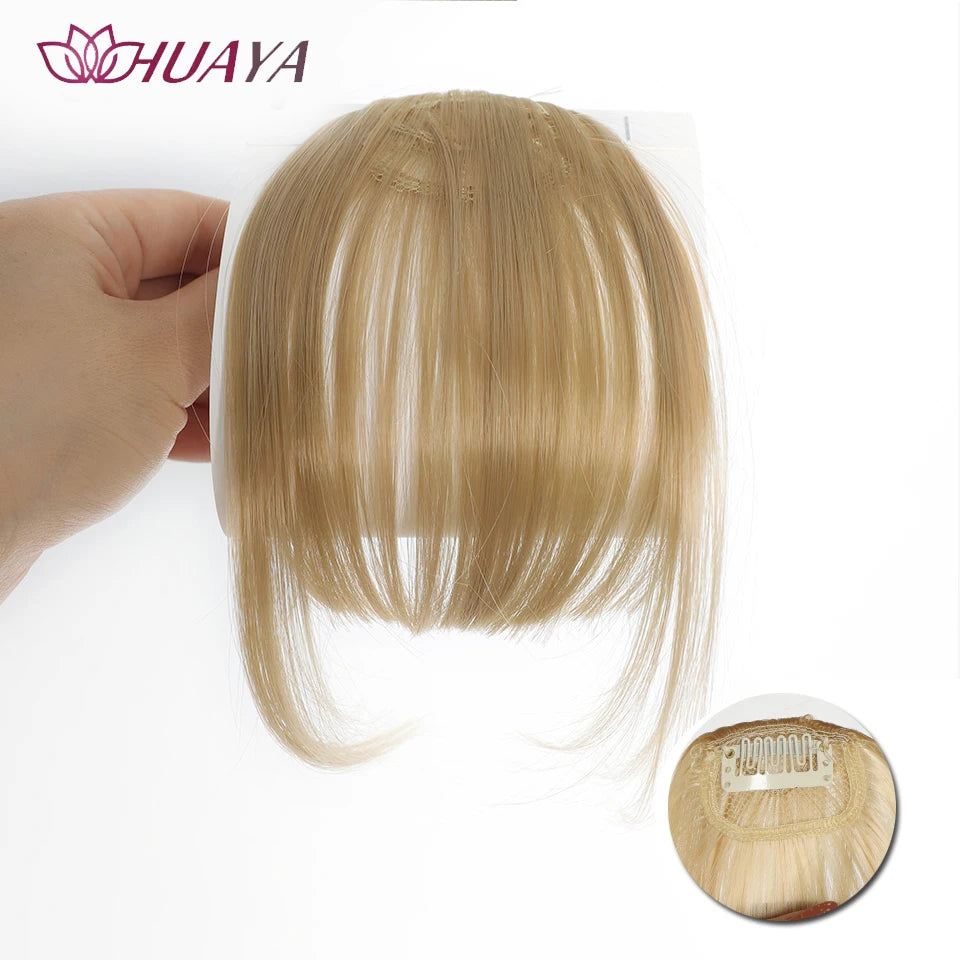 HUAYA-flequillo de aire sintético para mujer, pelo falso corto Natural, Invisible, sin costuras, extensiones de cabello frontal