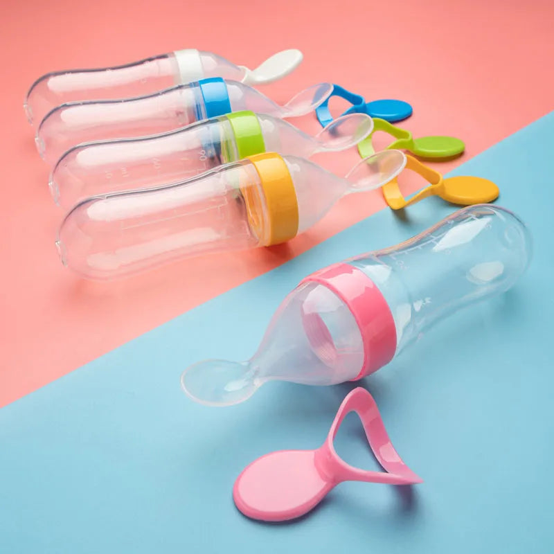 Biberón exprimidor de silicona para bebé, cuchara de entrenamiento para recién nacido, alimentador de suplemento alimenticio de cereales infantil, vajilla segura Bbay