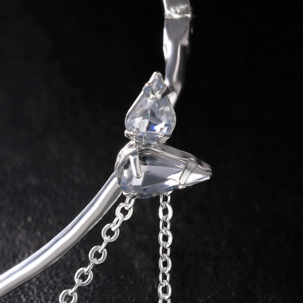 Montura de gafas con diamantes de imitación geométricos Rave para mujer, decoración facial, diseñador de lujo, marcos de joyería facial de cristal, sin lentes, 2023
