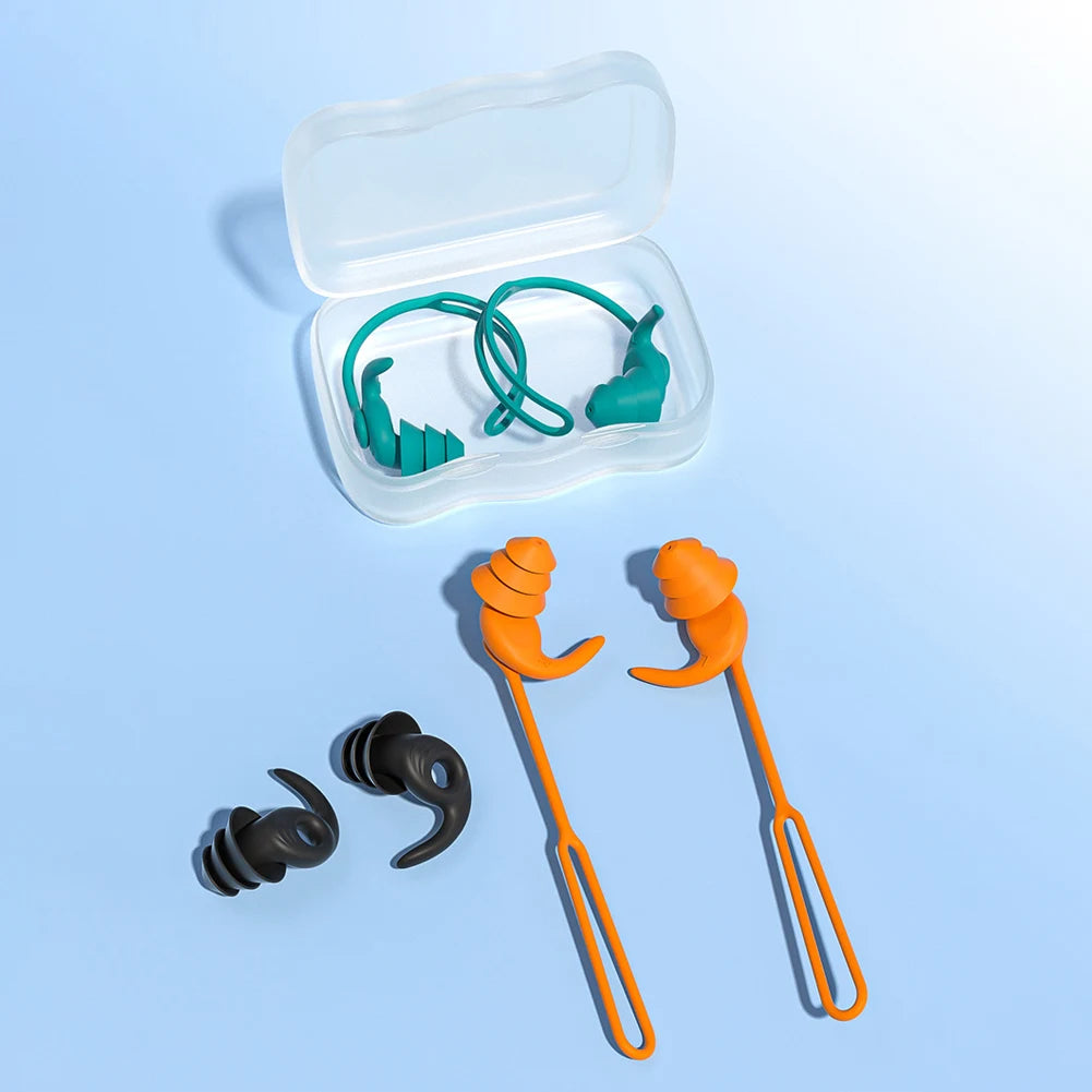 1 par/2 pares de tapones para los oídos para nadar, accesorios de silicona impermeables y antiruido para piscina, tapones para los oídos para natación, deportes acuáticos, tapones para los oídos para nadar
