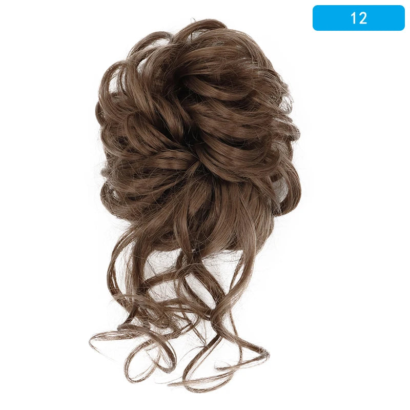 AZQUEEN-extensión de cabello de moño desordenado, banda elástica sintética, moño ondulado rizado, Scrunchies Donut Updo, postizo para mujer