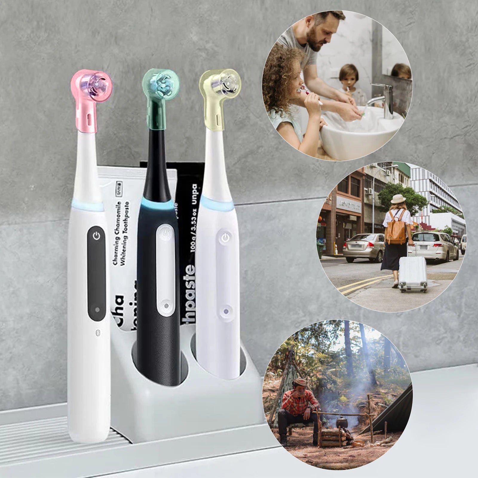 4 Uds. Compatible con cabezales de cepillo de dientes eléctrico Oral B iO, cubiertas a prueba de polvo, tapa protectora para todas las cabezales de cepillo de dientes redondos