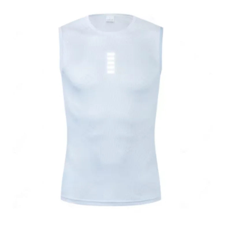 Ropa interior reflectante de capa base de bicicleta transpirable, camisa deportiva de bicicleta blanca, chaleco deportivo, camiseta interior para hombre, elas de secado rápido