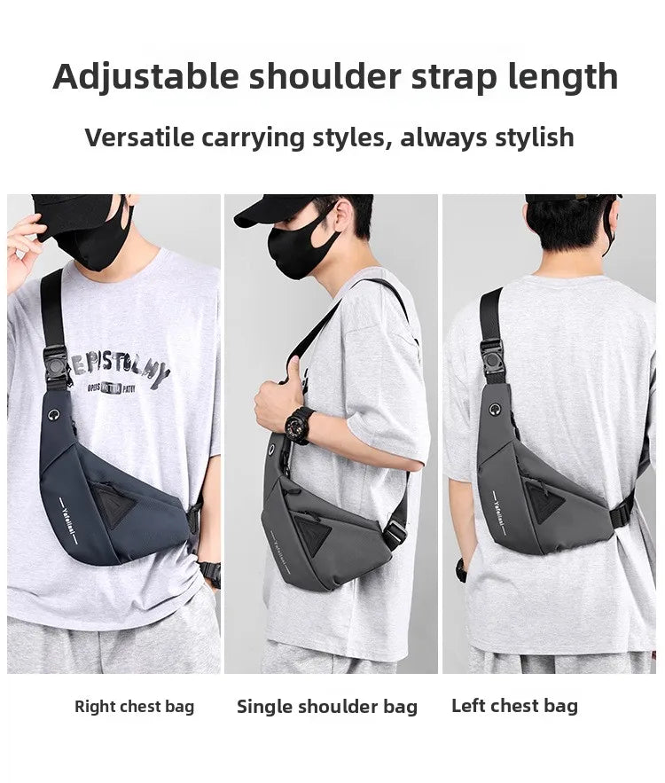 Bolso de Pecho Impermeable para Hombre, Bandolera, Mochila para Viajes Diarios, Membrana de Cuero Resistente a Salpicaduras, Ideal para Viajes Casuales