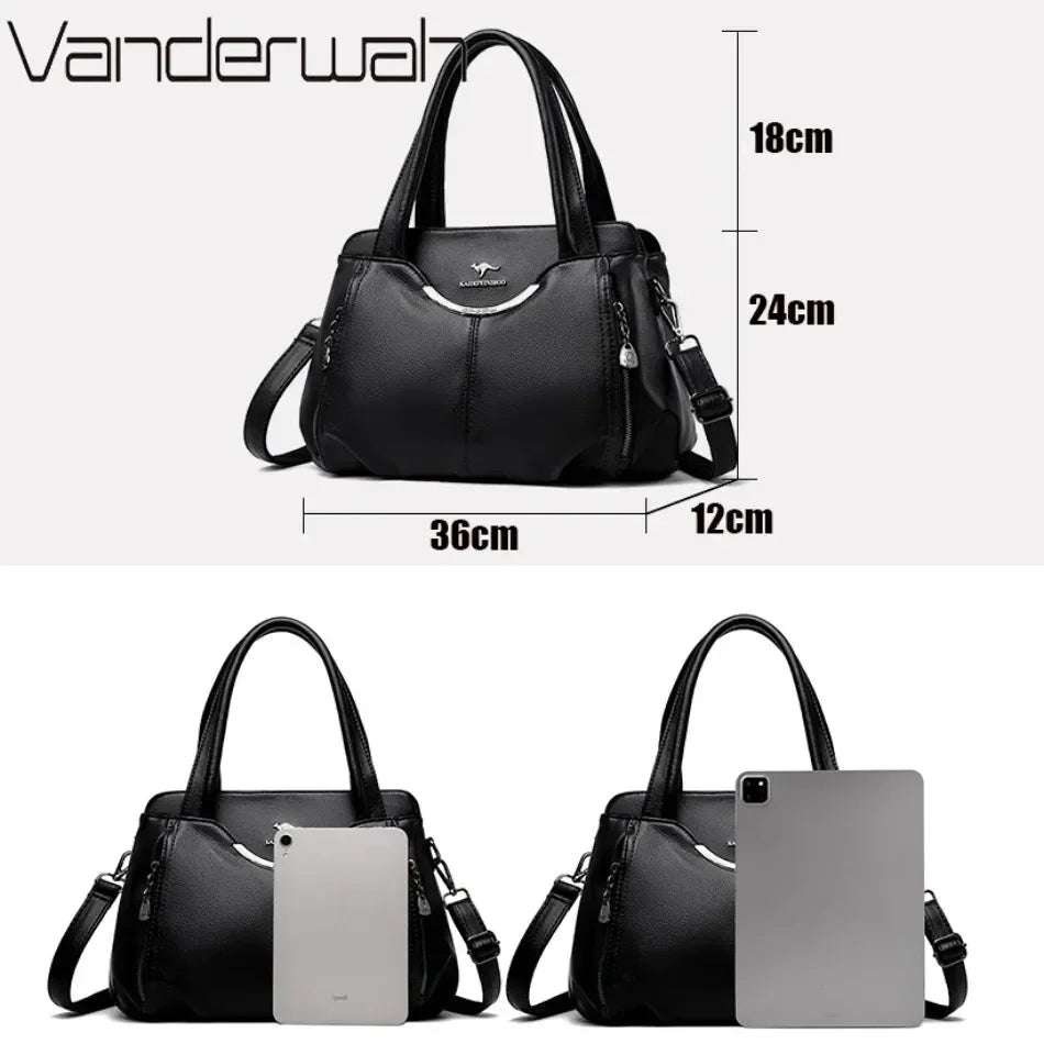 Bolsos de mano de lujo de marca genuina para mujer, bolsos de diseñador, bolsos de hombro de cuero suave, bolsos cruzados para mujer, bolso informal tipo tote.