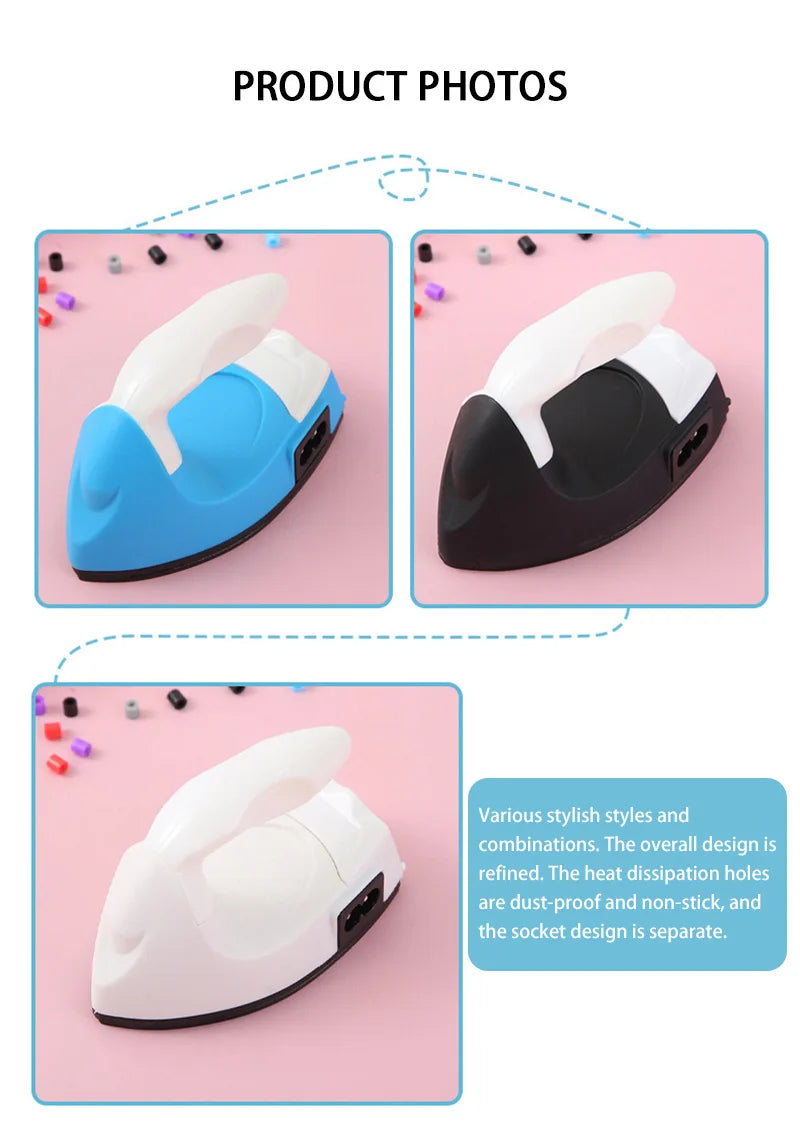 Mini hierro con enchufe europeo hecho a mano, herramienta de cuentas con fusible para manualidades, herramientas de costura de hierro creativas para planchar ropa, dispositivo de lavandería
