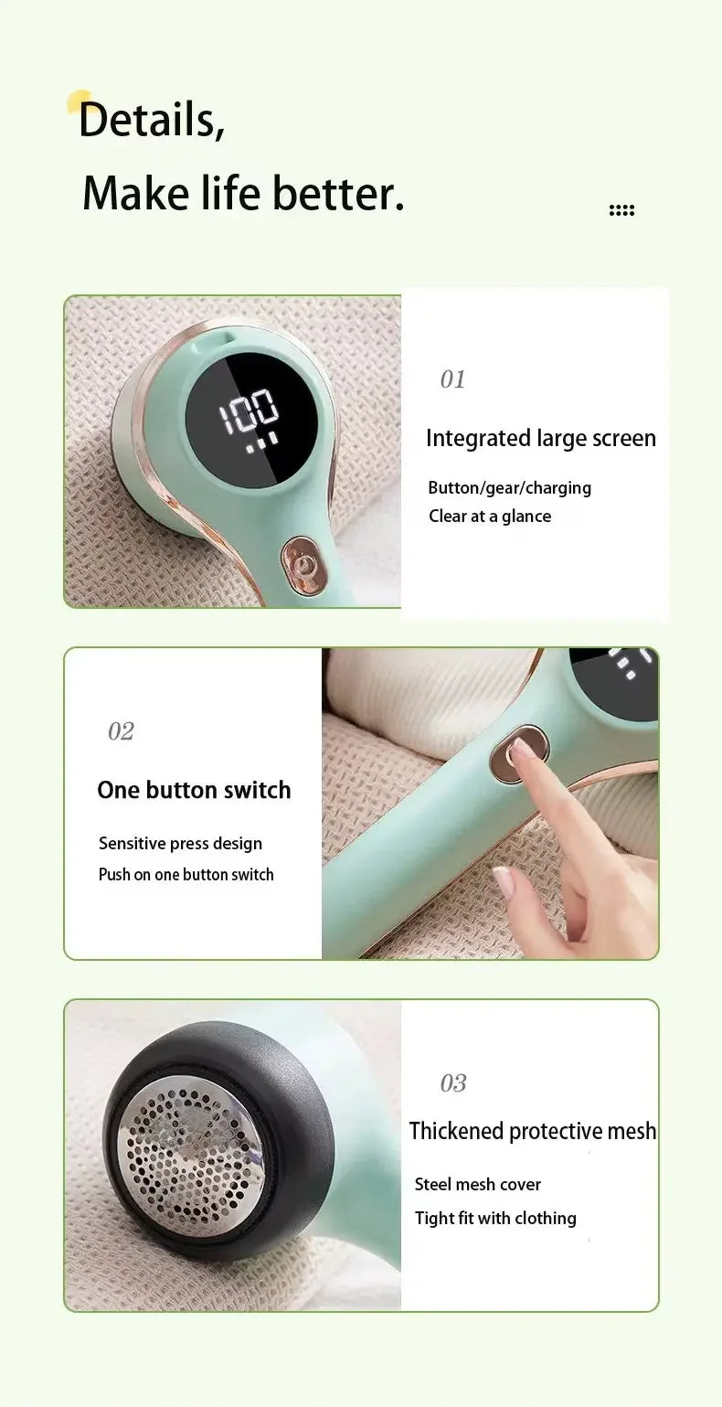 Quitapelusas para ropa, recortador de bolas de pelo, pelusas, ropa, suéter, tela, afeitadora con LED, pelusa eléctrica Digital