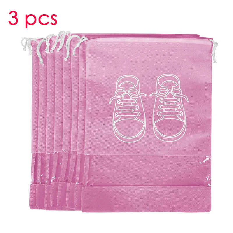 Organizador de zapatos Visible, bolsa de almacenamiento con cordón no tejido grueso a prueba de polvo, bolsa de viaje para ropa, bolsos de almacenamiento, 1/3/5 Uds.