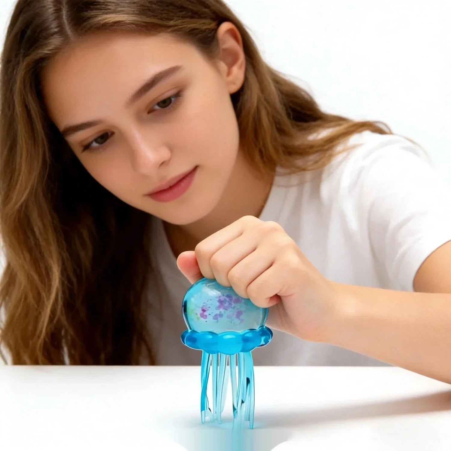 En Stock: Needoh Fuzz Ball Jellyfish Squishy Blind Box Series, Varios Colores, Lindas Medusas de Juguete para Aliviar el Estrés y la Relajación