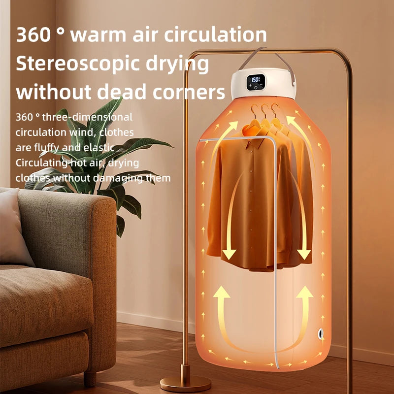 Secador eléctrico portátil, secador multifuncional, plegable, temporizado, secado rápido, bajo ruido, calefacción de aire caliente, cuidado de la ropa, Mini secador