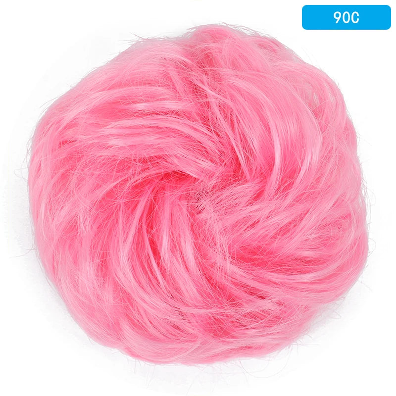 AZQUEEN-extensión de cabello de moño desordenado, banda elástica sintética, moño ondulado rizado, Scrunchies Donut Updo, postizo para mujer