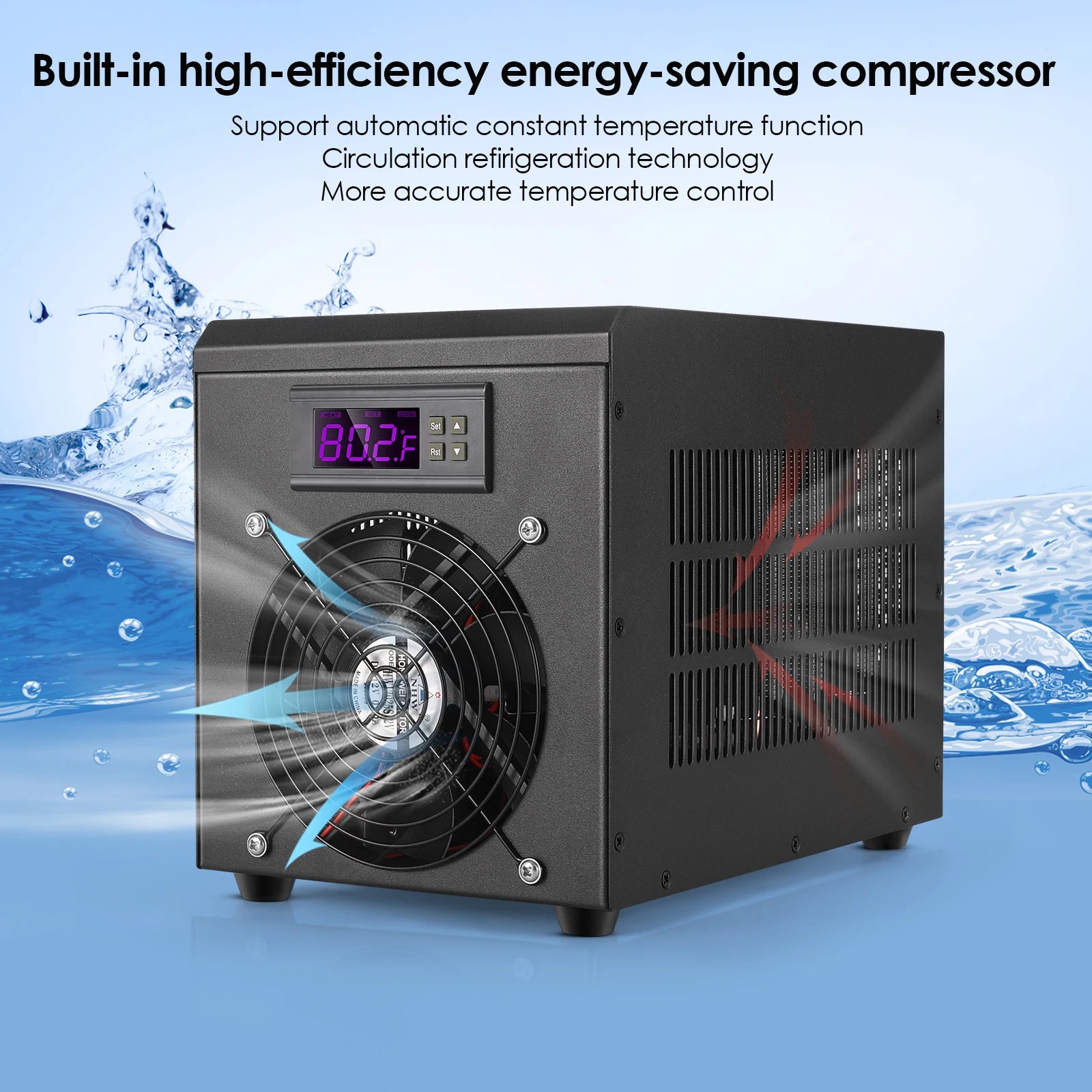 Enfriador de Agua para Acuario de 60L, Calentador para Pecera de 10-40 cm ℃   Sistema de Temperatura Constante con Bomba para Cría Acuática