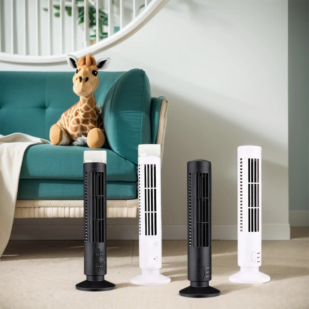 Ventilador de Torre LED sin aspas, refrigeración de aire, 2 velocidades, miniacondicionador Vertical, USB, portátil, para casa y oficina