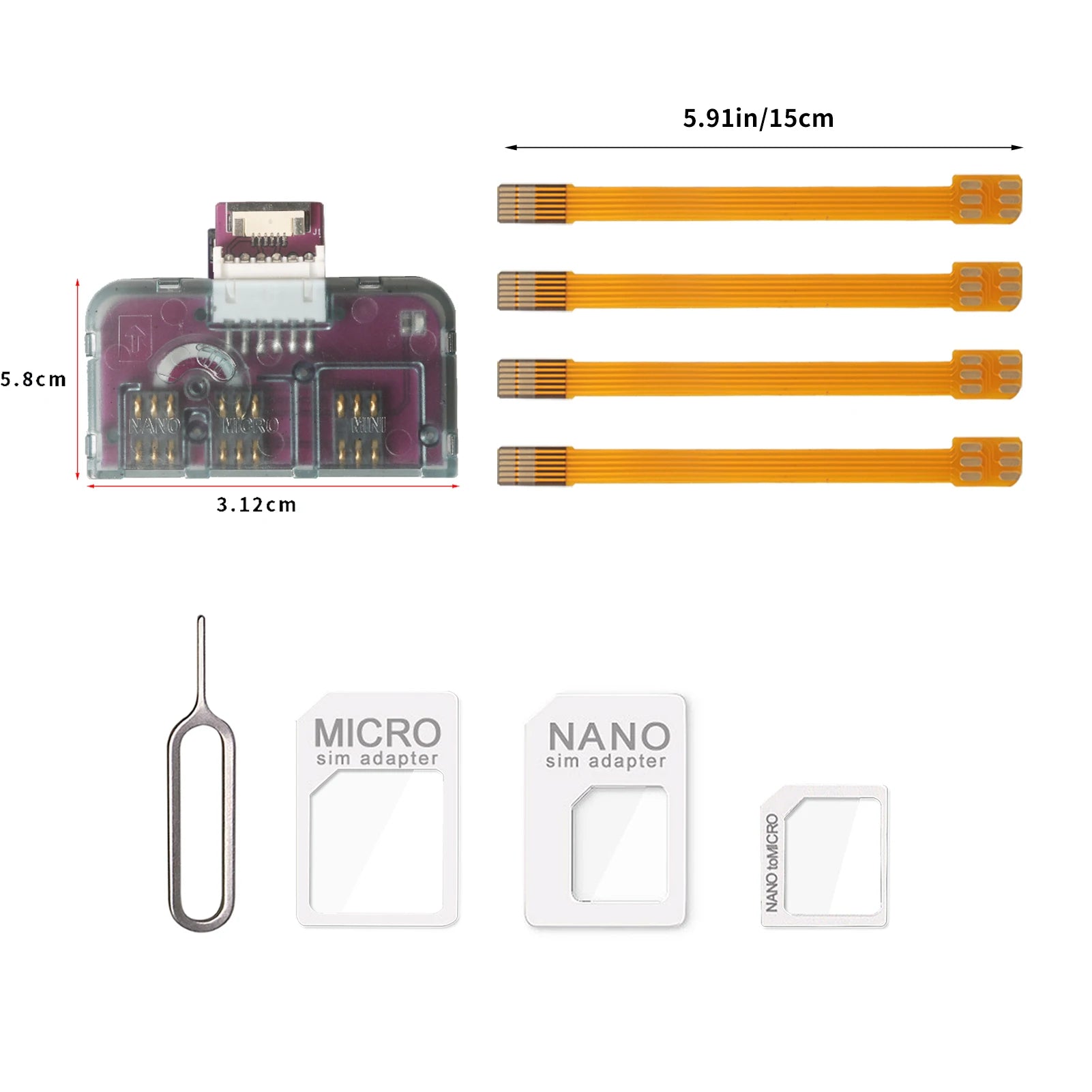 Herramienta de activación de tarjetas IC para teléfono TPC 4 en 1, adaptador de extensión de tarjeta universal, convertidor de tarjeta Micro SIM para iPhone y Android.