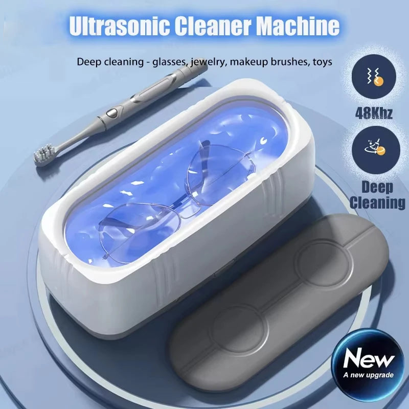 Limpiador Ultrasónico de Gafas de 48KHz de Alta Frecuencia, Limpiador de Lentes Automático con Luz Azul USB, Máquina de Limpieza de Joyas para el Hogar