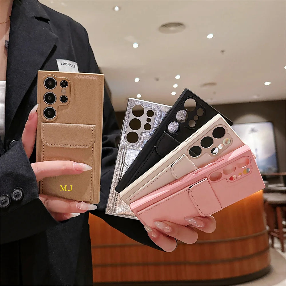 Personalizado personalizar letras de nombre para Samsung S25 S24 Ultra S21 S22 S23 Plus fundas tarjetero ranura Funda de cuero