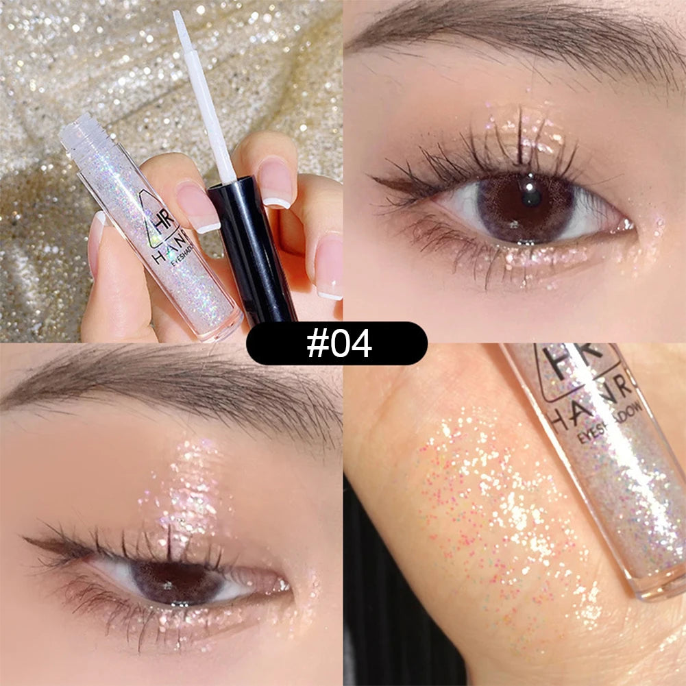 Sombra de ojos fina perlada, líquido brillante, maquillaje de ojos resistente al agua, brillo líquido perlado