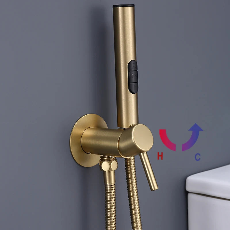 Grifo rociador portátil para bidé con mezclador de agua fría y caliente oculto, ducha higiénica de mano, set de bidé para inodoro