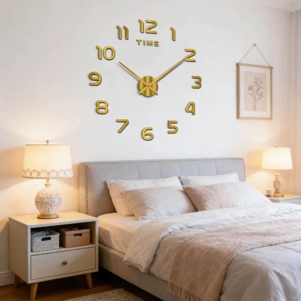 Reloj de pared con espejo acrílico de Número Romano grande 2D/3D, pegatina de moda DIY, relojes de cuarzo, reloj, decoración del hogar, pegatinas para el salón
